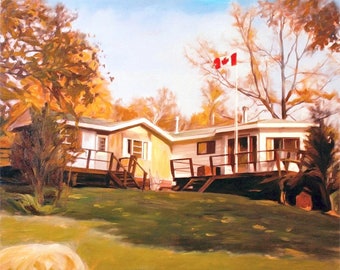 Cottage Painting from Photo, Custom House Portrait on Canvas, Personalized Home Portrait, Landscape Oil Painting, Family Gift