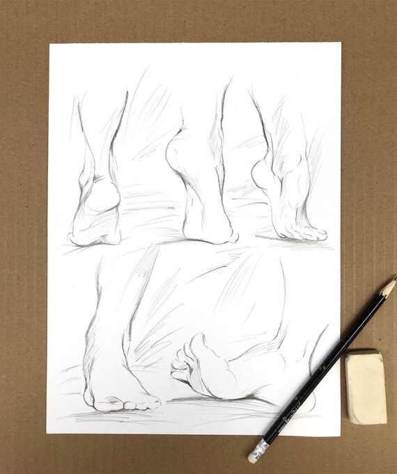 Anatomical Drawing Art Doctor Office Decor Original Art Pencil Sketch Human Body Legs Study On Premium Paper