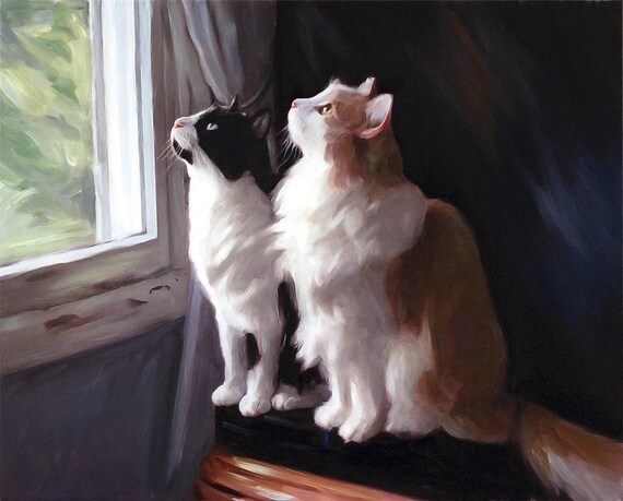 Custom Cat Portrait Oil Painting on Canvas, Custom Pet Portrait from Photo, Cat Lover Gift, Pet Art Commission, Hand Painted, Pet Photo Gift