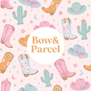 Watercolor Cowgirl Retro Seamless Pattern Bundle, Cute Boots Cactus Digital Paper, Cowgirl Hat Boots Repeat, PNG JPG Commercial Use