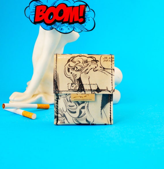 PIN-UP cigarette case comic upcycling unique piece