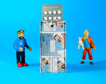 Pill cozy *S* TINTIN comic upcycling one off