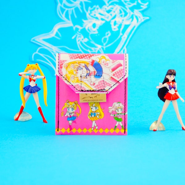 SAILOR MOON creditcardhouder manga upcycling on-off! PauwPauw 90s multi-pocket, credit card case, wallet, made in Germany