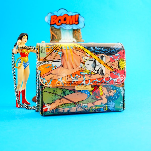 WONDER WOMAN Handtasche klein Comic upcycling Unikat