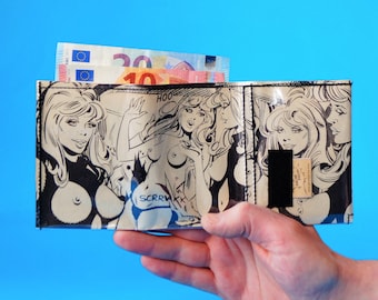 PIN-UP Comic Portemonnaie upcycling Unikat