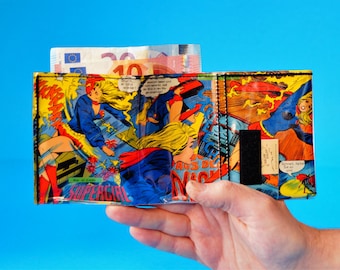 SUPERGIRL comic wallet upcycling one-off