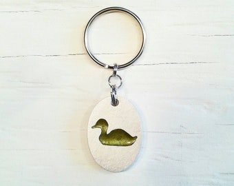 Duck Keychain:. Aluminum - Animal - Feather - Bird - Huard - Accessory - Decoration