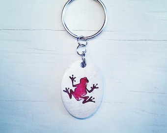 Llavero de rana: aluminio - Sapo - Anfibio - Rana arbórea - Accesorio - Decoración