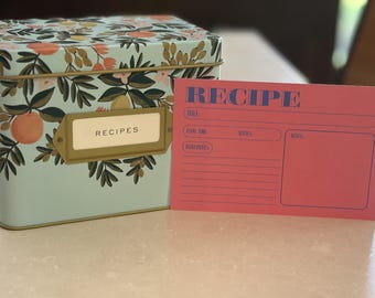 Funky 70s Retro Pink Digital Recipe Card (4x6 horizontal, double sided)
