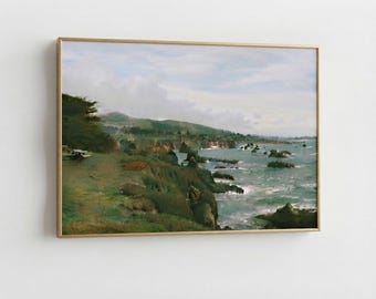 Coastal Pebble Beach Digital Wall Print - 14x11, Custom Sizing Available, horizontal