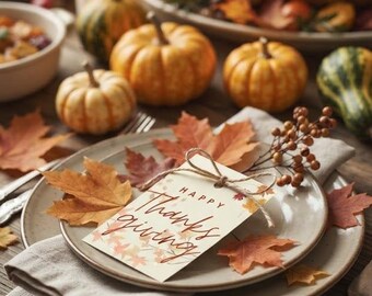 Thanksgiving Gift Tag - Autumn Leaves (2.5x4in vertical)