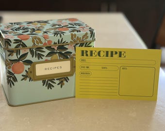 Neon Yellow Forest Green Recipe Card | Retro Style (4x6 Double-Sided)