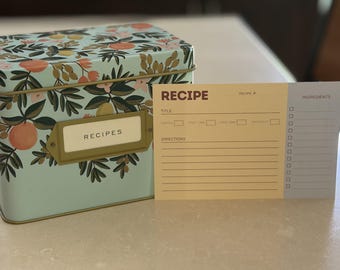 Butter Yellow & Blue Digital Recipe Card (4x6 horizontal, double sided)