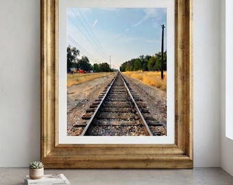Railroad Digital Wall Print - train tracks (11x14, Custom Sizing, vertical)