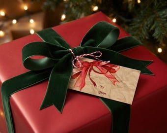 Digital Christmas Gift Tag - Crinkled Brown Paper (2.5x4 horizontal)