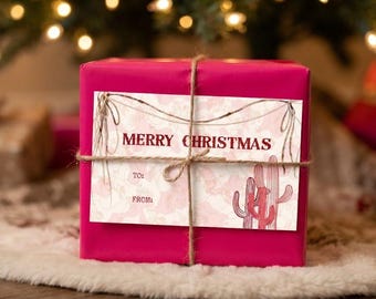 Digital Cowgirl Christmas Gift Tag - western cowgirl theme (2.5x4in horizontal)
