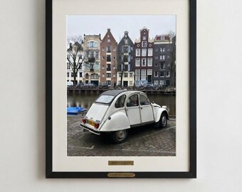 Vintage Citroën 2CV in Amsterdam Digital Wall Print - 11x14, Custom Sizing, vertical