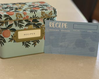 Blue Poppy Digital Recipe Card (4x6 horizontal, double sided)