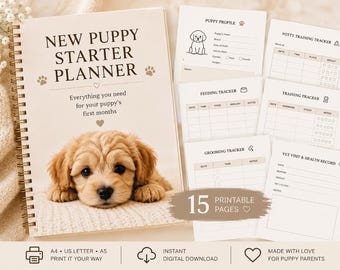 New Puppy Starter Planner, Training Tracker, Care Organizer (Digital Download)