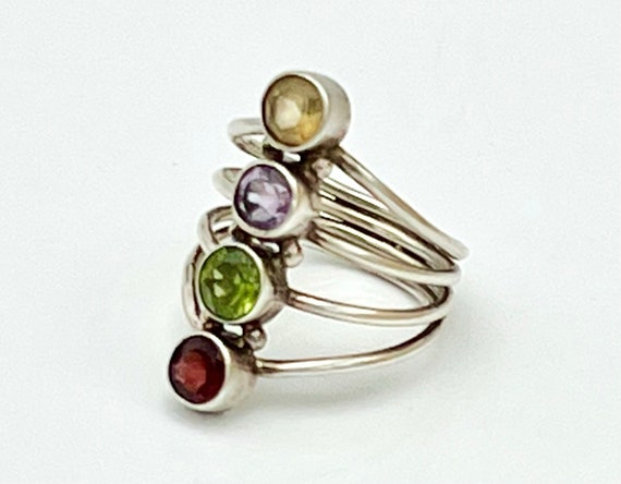 Multi gemstone ring  Sterling silver  Amethyst ci… - image 6