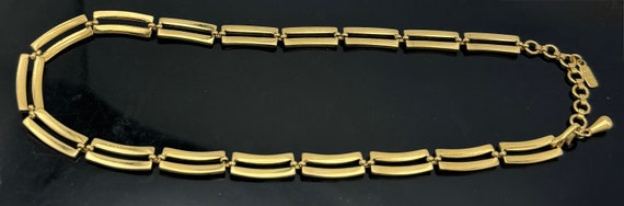 Monet gold rectangle  chain   collar Necklace - image 3