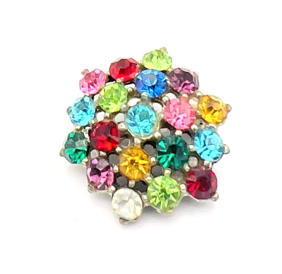 Rhinestone Brooch  rainbow colorful crystal  Pot … - image 1