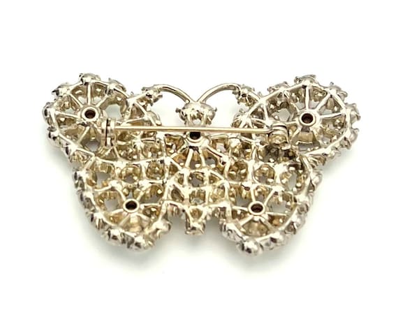 Butterfly rhinestone brooch  clear red crystal go… - image 5