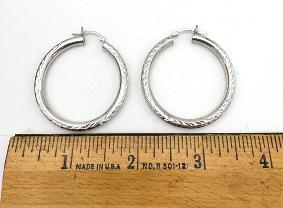 Large  Sterling Hoop Earrings hollow silver hoops… - image 6