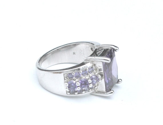Sterling Silver  Amethyst Ring emerald cut  Purpl… - image 2