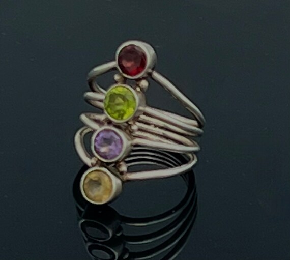 Multi gemstone ring  Sterling silver  Amethyst ci… - image 4