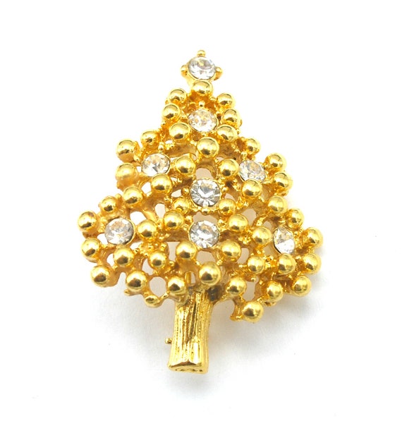Eisenberg Christmas Tree Brooch Gold plated  Clea… - image 3
