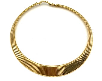 Monet Necklace chunky gold  Omega chain   Modernistic Choker collar Necklace