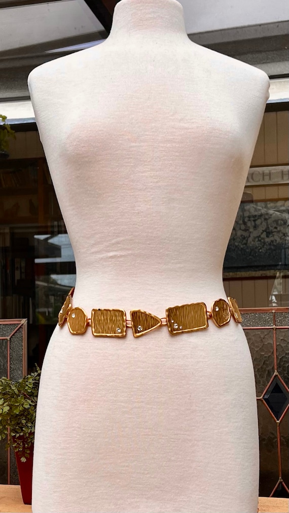 Chico Chunky Gold chain belt geometric gold rhi… - image 2