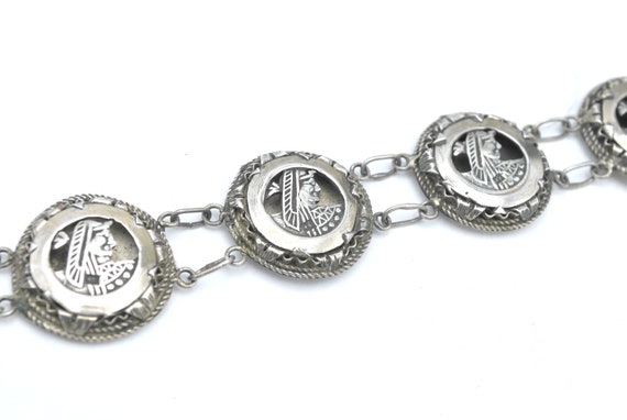 Sterling silver Egyptian  link bracelet  pharaohs… - image 4