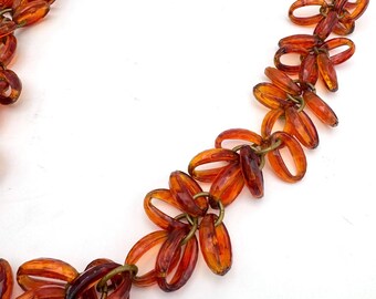 Hattie Carnegie Lucite Necklace Dangle Orange Faux Tortoise Shell
