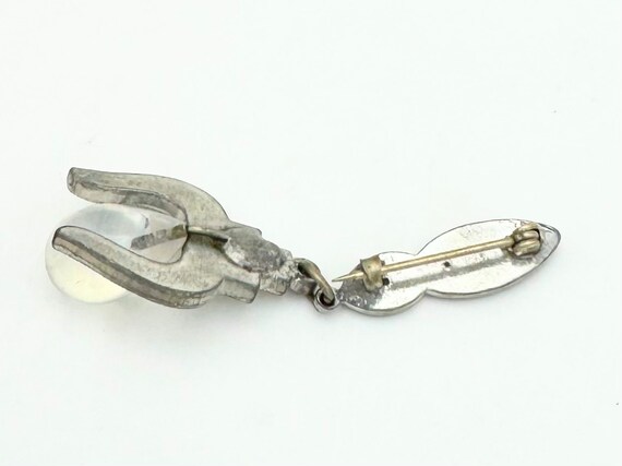 Art Deco rhinestone camphor glass brooch silver r… - image 2