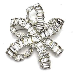 rhinestone Bow  Brooch  clear  crystal Rhinestone silver
