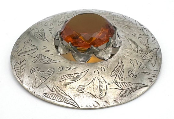 Statement 4 inch Brooch Large Pin Orange crystal … - image 1