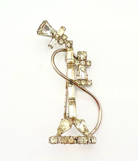 Rhinestone Telephone brooch Vintage Clear Rhinest… - image 3