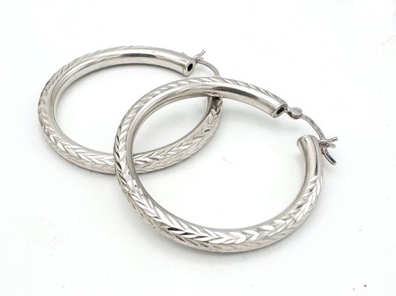 Large  Sterling Hoop Earrings hollow silver hoops… - image 2