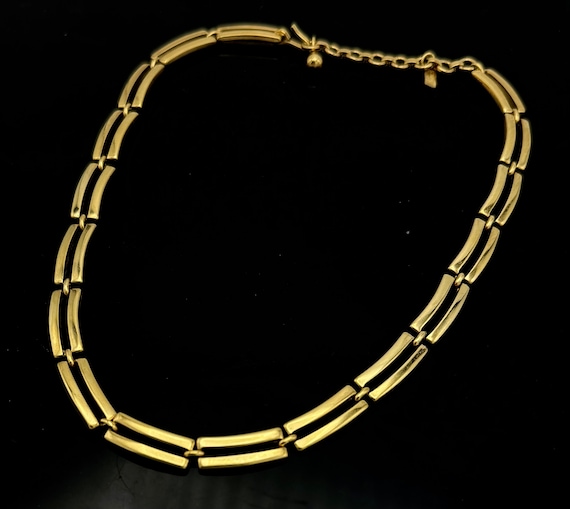 Monet gold rectangle  chain   collar Necklace - image 1