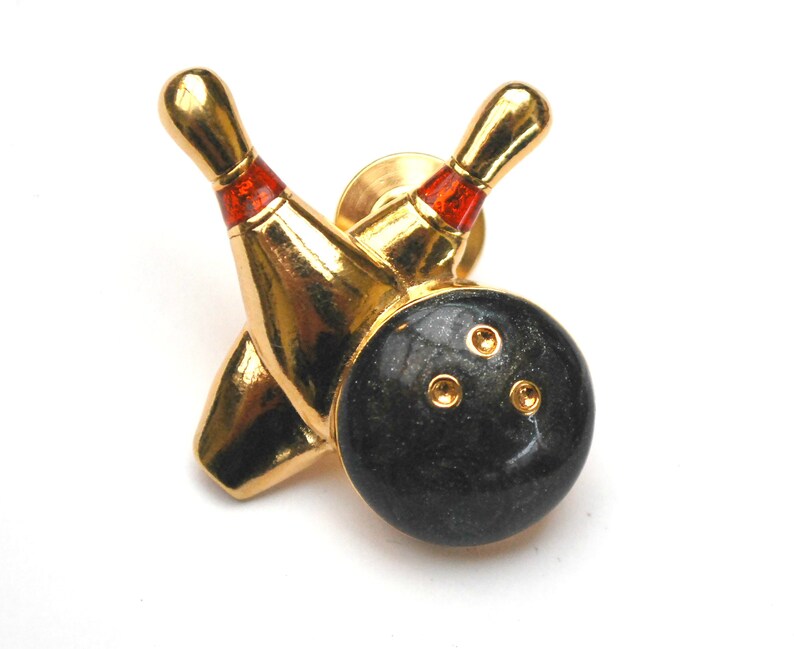 Bowling Tack Pin Signed Avon enamel bowing pin gold bowling Etsy