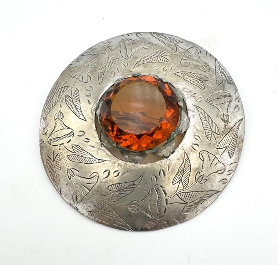 Statement 4 inch Brooch Large Pin Orange crystal … - image 6