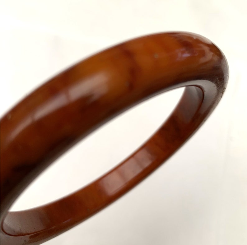 Vintage brown Marble Bakelite Bangle afbeelding 6