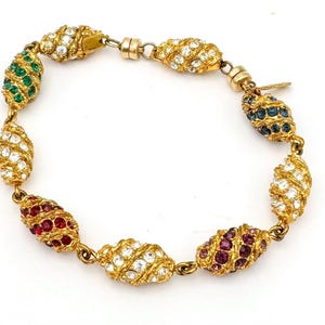 Jacqueline Bouvier Kennedy royal Egg  bracelet  rhinestone gold plated  JBK Camrose & Kross with magnetic clasp