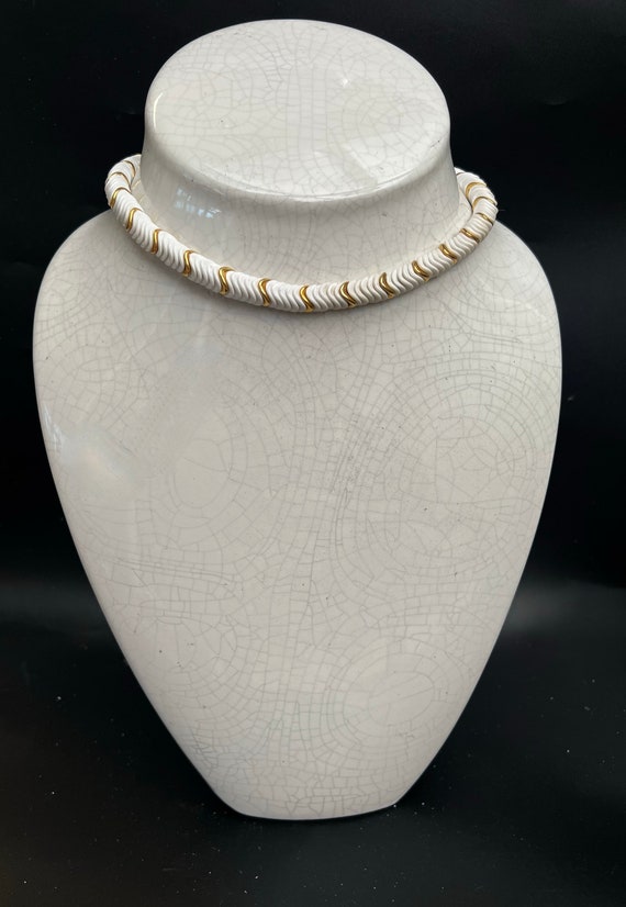 Crown Trifari white gold bead necklace  mid centu… - image 3