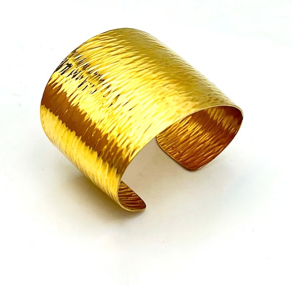 Napier gold cuff  bracelet  gold hammered  wide  bangle Shimmering Collection designer Eugene Bertolli