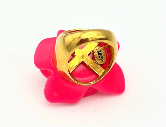 Juicy Couture flower ring pink  plastic clear rhi… - image 7