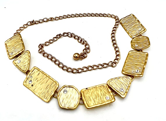 Chico Chunky Gold chain belt geometric gold rhi… - image 8