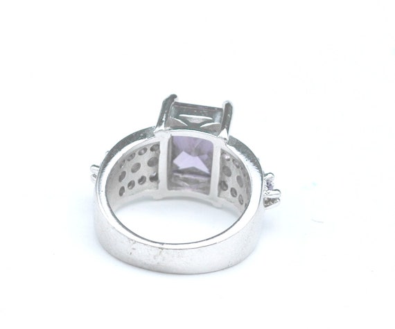 Sterling Silver  Amethyst Ring emerald cut  Purpl… - image 4